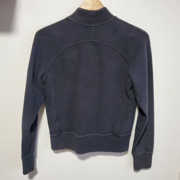 LULULEMON On Repeat Bomber Jacket Coat Ribbed Stretch Cotton Blend Black Women 6 - Picture 10 of 13